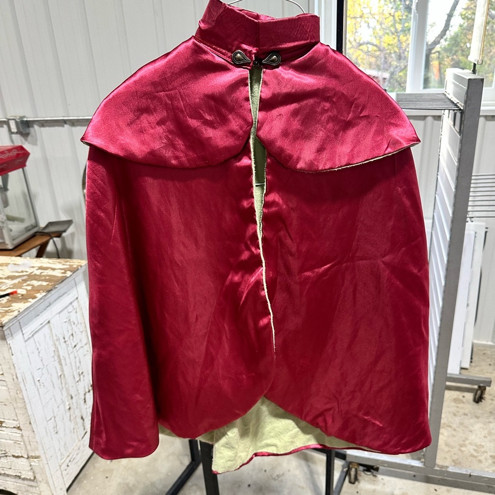 Red Satin Cape with Green Lining
